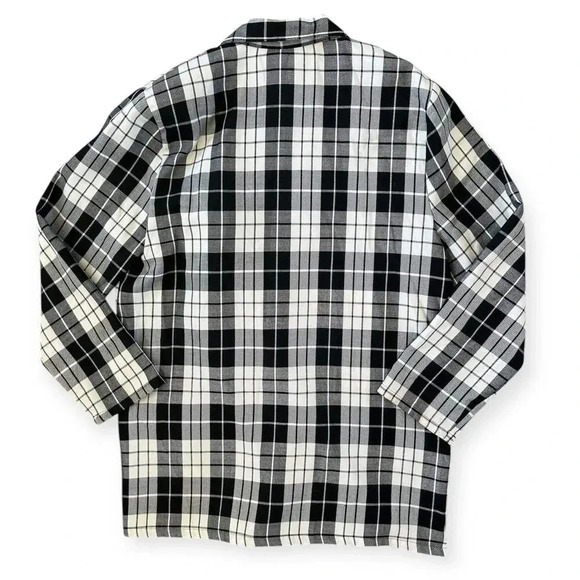 Vintage 90s Bobbie Brooks Light Black Cream Tartan Plaid Oversized Blazer 12/14 - Picture 5 of 11